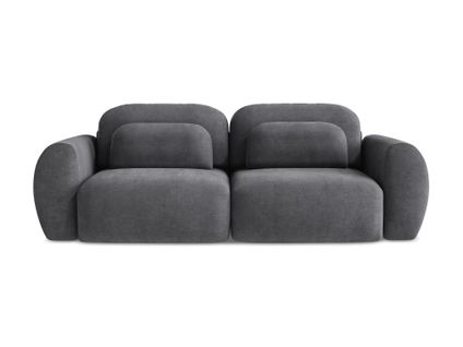 Canapé 3 Places Convertible Kini En Tissu Chenille Gris