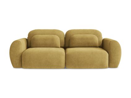 Canapé 3 Places Convertible Kini En Tissu Chenille Moutarde