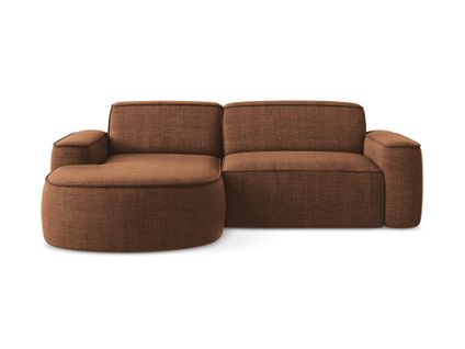 Canapé D'angle 2,5 Places Modulaire Gauche Omao En Tissu Texturé Terre Cuite