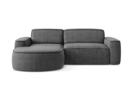 Canapé D'angle 2,5 Places Modulaire Gauche Omao En Tissu Texturé Gris Foncé