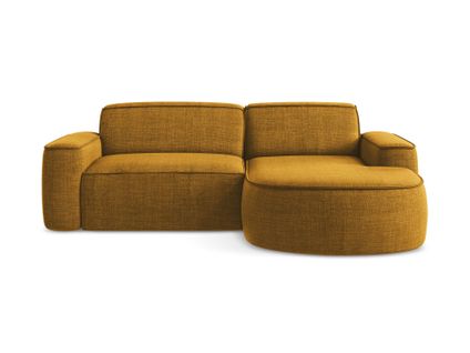 Canapé D'angle 2,5 Places Modulaire Droit Omao En Tissu Texturé Moutarde