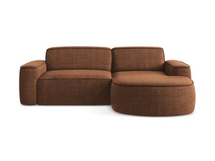 Canapé D'angle 2,5 Places Modulaire Droit Omao En Tissu Texturé Terre Cuite