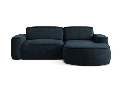 Canapé D'angle 2,5 Places Modulaire Droit Omao En Tissu Texturé Bleu Royal