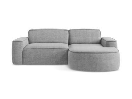 Canapé D'angle 2,5 Places Modulaire Droit Omao En Tissu Texturé Gris Clair