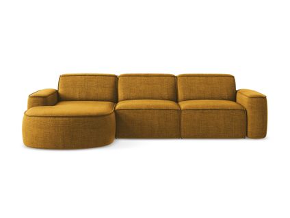 Canapé D'angle 3 Places Modulaire Gauche Omao En Tissu Texturé Moutarde