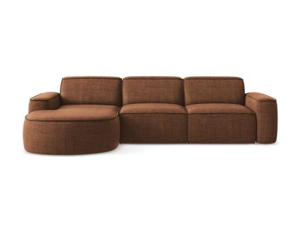 Canapé D'angle 3 Places Modulaire Gauche Omao En Tissu Texturé Terre Cuite