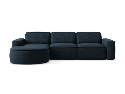 Canapé D'angle 3 Places Modulaire Gauche Omao En Tissu Texturé Bleu Royal