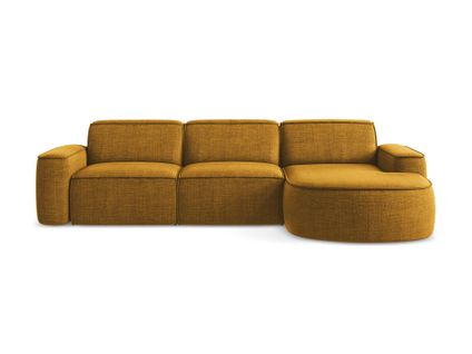 Canapé D'angle 3 Places Modulaire Droit Omao En Tissu Texturé Moutarde