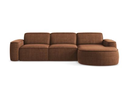 Canapé D'angle 3 Places Modulaire Droit Omao En Tissu Texturé Terre Cuite