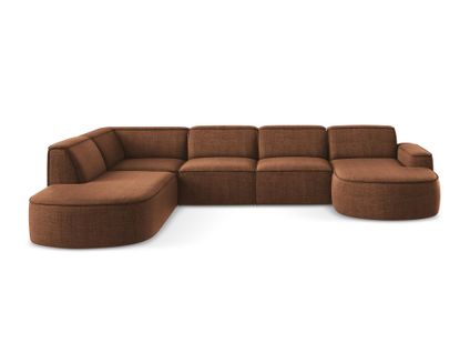 Canapé Panoramique 4 Places Modulaire Droit Omao En Tissu Texturé Terre Cuite