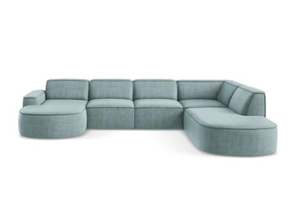 Canapé Panoramique 5 Places Modulaire Omao En Tissu Texturé Jeans