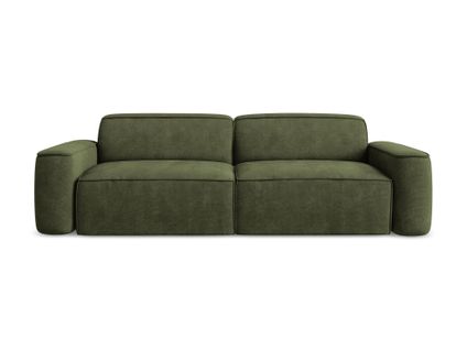 Canapé Modulable 4 Places Omao En Tissu Chenille Olive