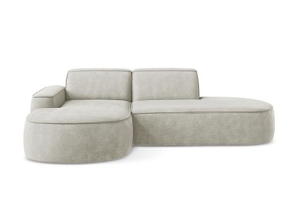 Canapé D'angle 3 Places Modulaire Gauche Omao En Tissu Chenille Perle