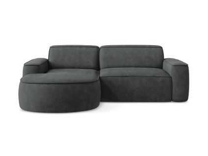 Canapé D'angle 2,5 Places Modulaire Gauche Omao En Tissu Chenille Gris Foncé