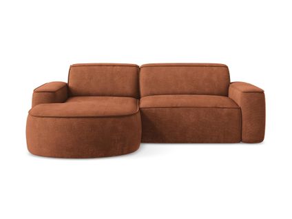 Canapé D'angle 2,5 Places Modulaire Gauche Omao En Tissu Chenille Terre Cuite