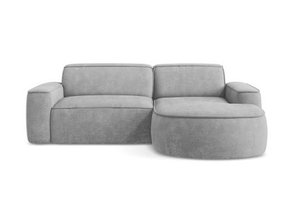 Canapé D'angle 2,5 Places Modulaire Droit Omao En Tissu Chenille Gris Clair