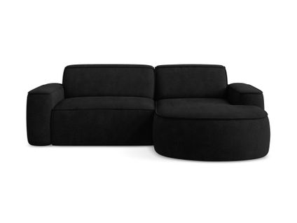 Canapé D'angle 2,5 Places Modulaire Droit Omao En Tissu Chenille Noir