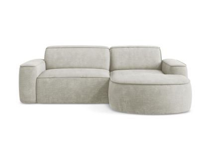 Canapé D'angle 2,5 Places Modulaire Droit Omao En Tissu Chenille Perle