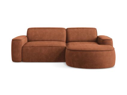 Canapé D'angle 2,5 Places Modulaire Droit Omao En Tissu Chenille Terre Cuite