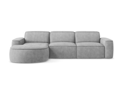 Canapé D'angle 3 Places Modulaire Gauche Omao En Tissu Chenille Gris Clair