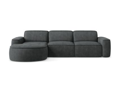 Canapé D'angle 3 Places Modulaire Gauche Omao En Tissu Chenille Gris Foncé