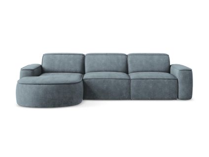 Canapé D'angle 3 Places Modulaire Gauche Omao En Tissu Chenille Jeans