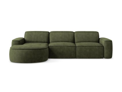 Canapé D'angle 3 Places Modulaire Gauche Omao En Tissu Chenille Olive