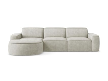 Canapé D'angle 3 Places Modulaire Gauche Omao En Tissu Chenille Perle