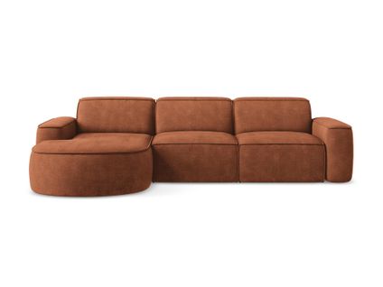 Canapé D'angle 3 Places Modulaire Gauche Omao En Tissu Chenille Terre Cuite