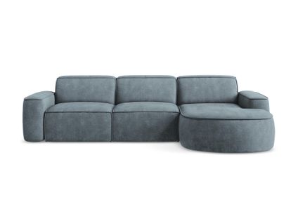 Canapé D'angle 3 Places Modulaire Droit Omao En Tissu Chenille Jeans