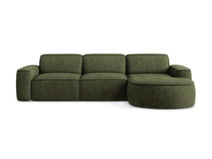 Canapé D'angle 3 Places Modulaire Droit Omao En Tissu Chenille Olive