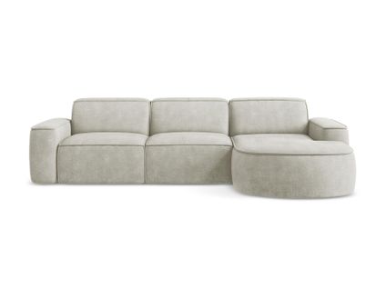 Canapé D'angle 3 Places Modulaire Droit Omao En Tissu Chenille Perle