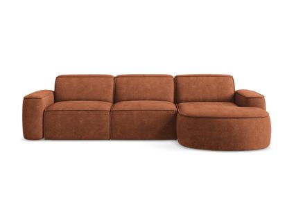 Canapé D'angle 3 Places Modulaire Droit Omao En Tissu Chenille Terre Cuite