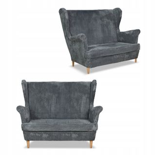 Canapé Scandinave Bonito à Oreilles En Velours Côtelé Rayé, Gris