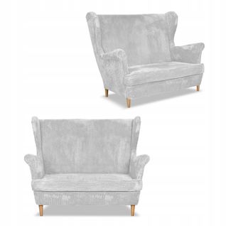 Canapé Bonito à Oreilles, Style Scandinave, En Velours Côtelé Rayé, Gris