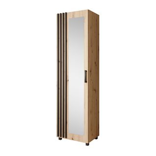 Armoire Livia Avec Porte Et Miroir Et Lattes, Chêne Artisan