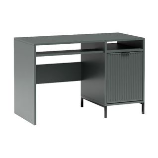 Bureau Linna Ls‑12 – 1 Tiroir, Décor Bois Rainuré Green Stone.