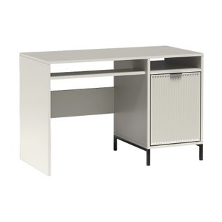 Bureau Linna Ls‑12 – 1 Tiroir, Décor Bois Rainuré Cachemire.