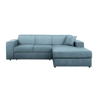 Canapé D'angle Convertible Pedro L, 267 Cm, Bleu Clair, Côté Droite