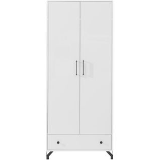 Armoire Bergo, 2 Portes Battantes Et 1 Tiroir, Blanche