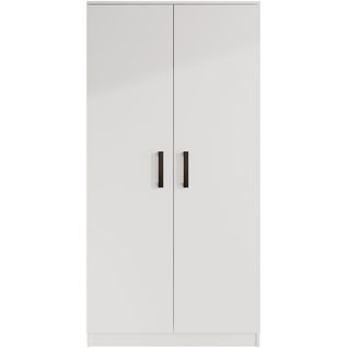 Armoire Trend 2 Portes 90 Cm Blanc –  Penderie, 5 Étagères