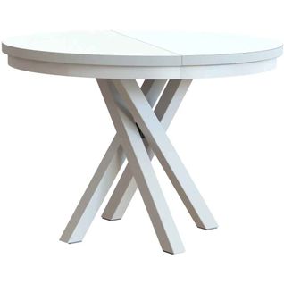 Table Ronde Kris Ø 100–140 Cm Extensible, Pieds En Métal, Style Loft, Coloris : Blanc/blanc