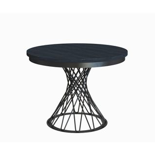 Table Ronde Laura Ø 100–140 Cm Extensible, Pieds En Métal, Style Loft, Couleur : Noir/noir