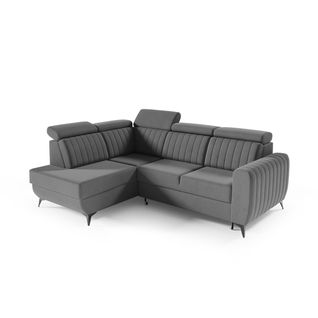 Canapé D’angle Connor II Convertible Avec Coffre - Ottomane Gauche - Gris Foncé