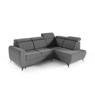 Canapé D’angle Connor II Convertible Avec Coffre - Ottomane Droit - Gris Foncé