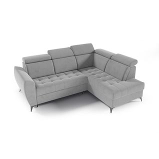 Canapé D’angle Aurora II Convertible Avec Coffre - Ottomane Droit - Gris Clair