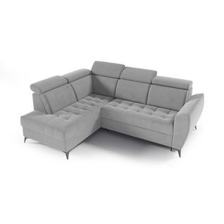 Canapé D’angle Aurora II Convertible Avec Coffre - Ottomane Gauche - Gris Clair