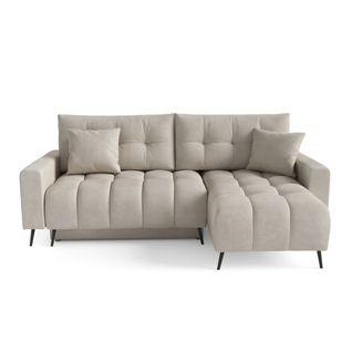 Canapé D’angle Denver Convertible Avec Coffre - Ottomane Universelle - Beige