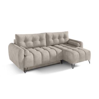 Canapé D’angle Malaga Mini Convertible Avec Coffre - Ottomane Universelle - Beige