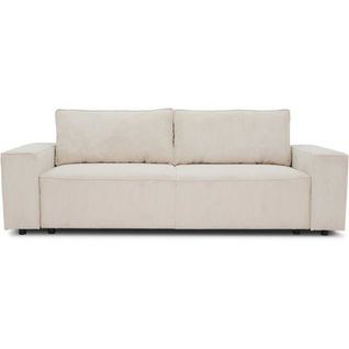 Canapé Fixe 4 Places - Josh - Velours Cotelé Perle - 241 X 86 X 88 Cm